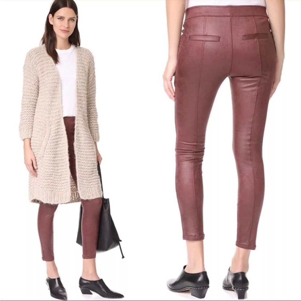 Free people Red Faux Suede Leggings